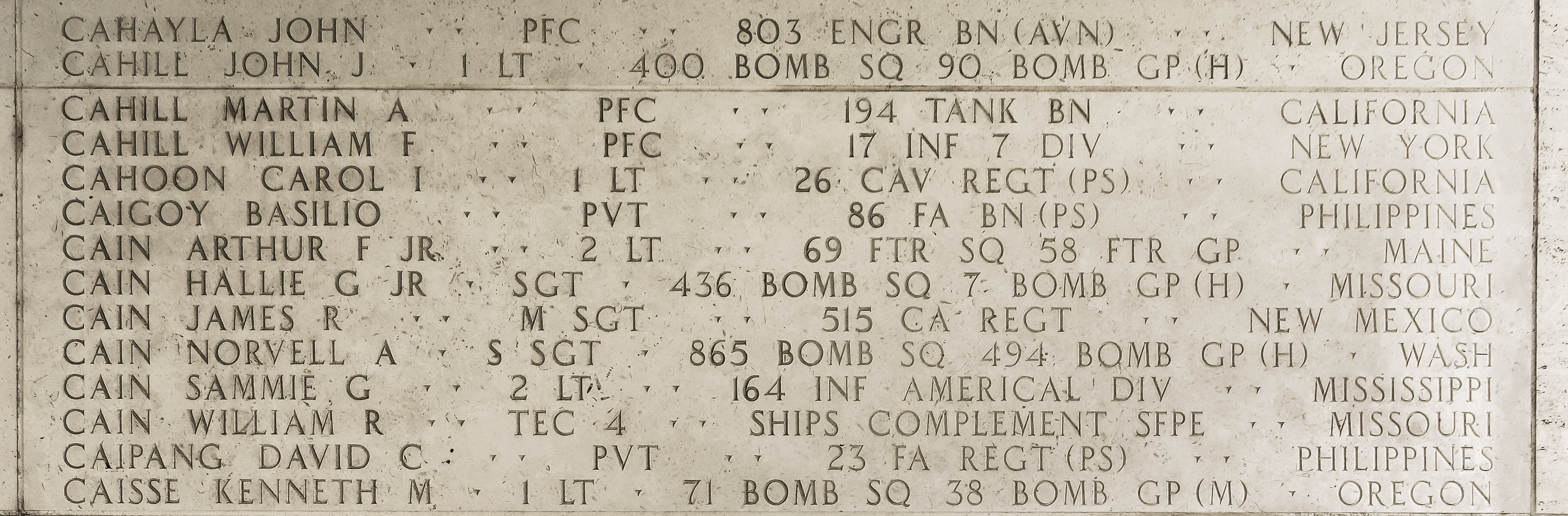 Norvell A. Cain, Staff Sergeant